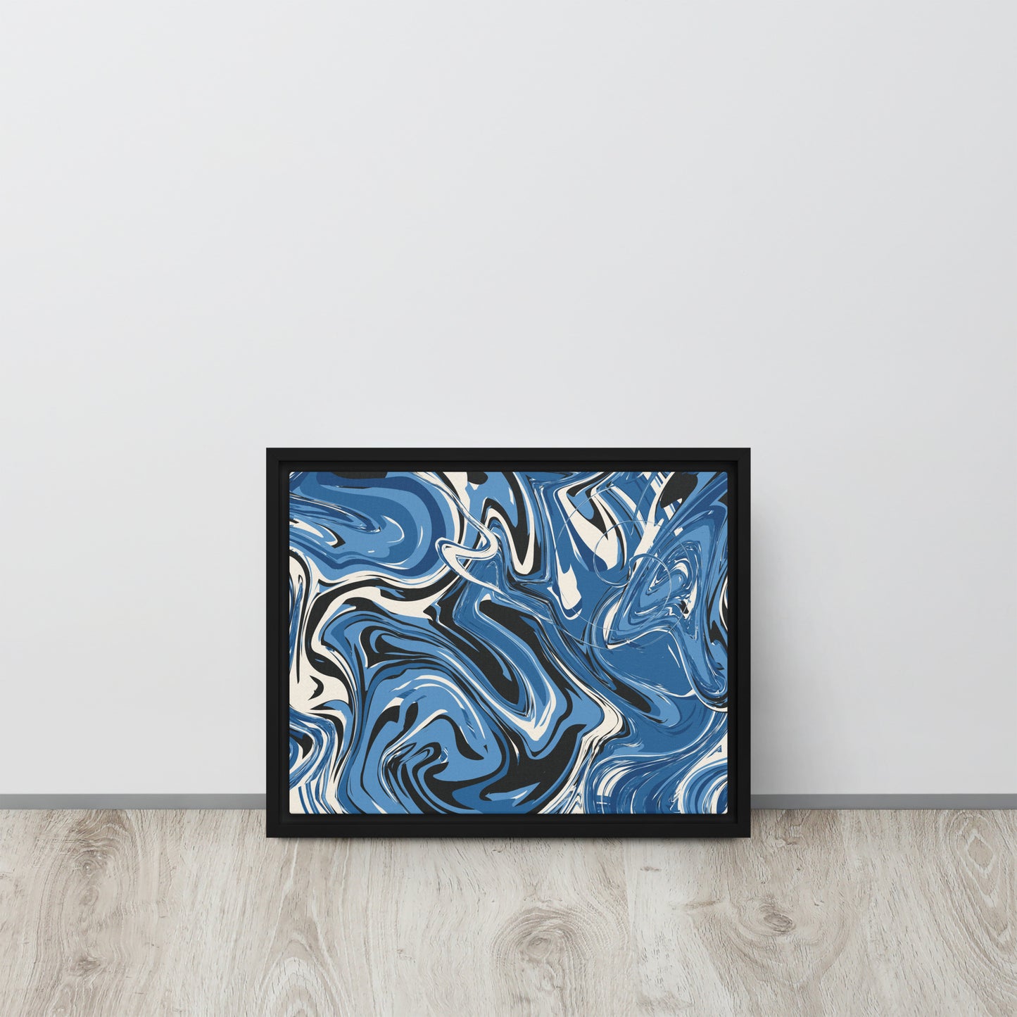 Blue Swirl. Framed canvas