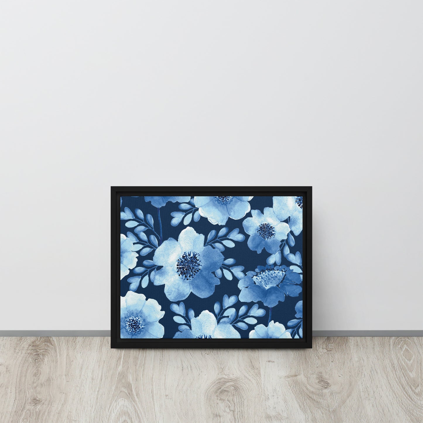 Flowery Blue. Framed canvas