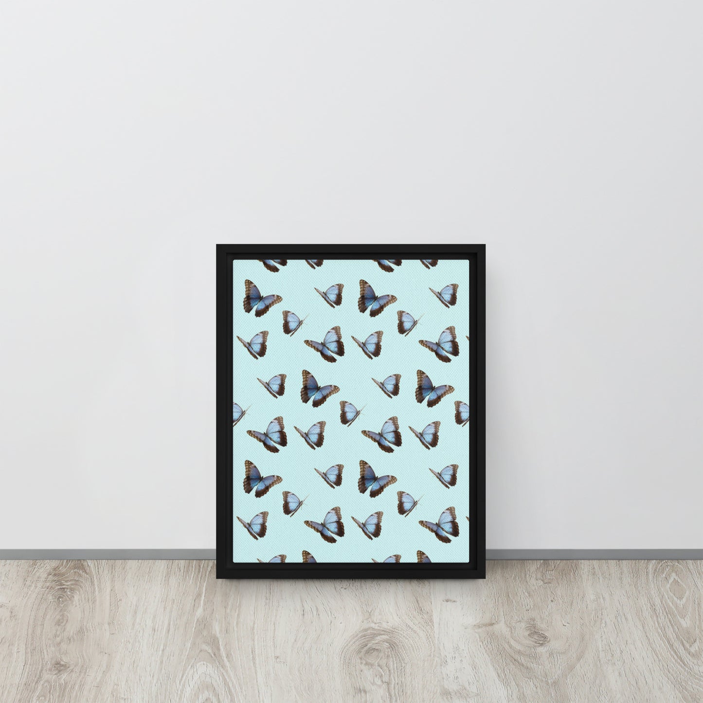 Blue Butterflies. Framed canvas