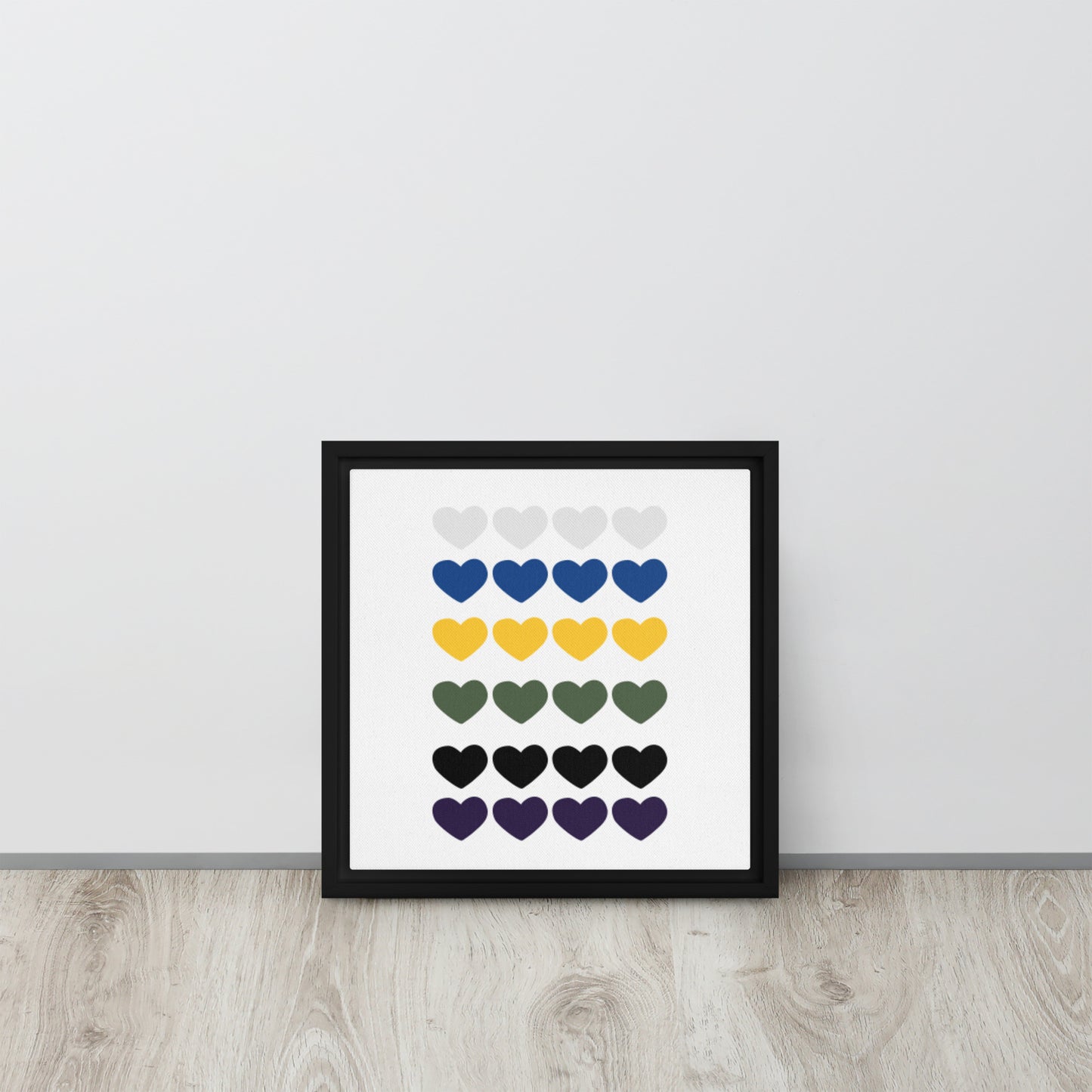 FOUR HEARTS. Framed canvas