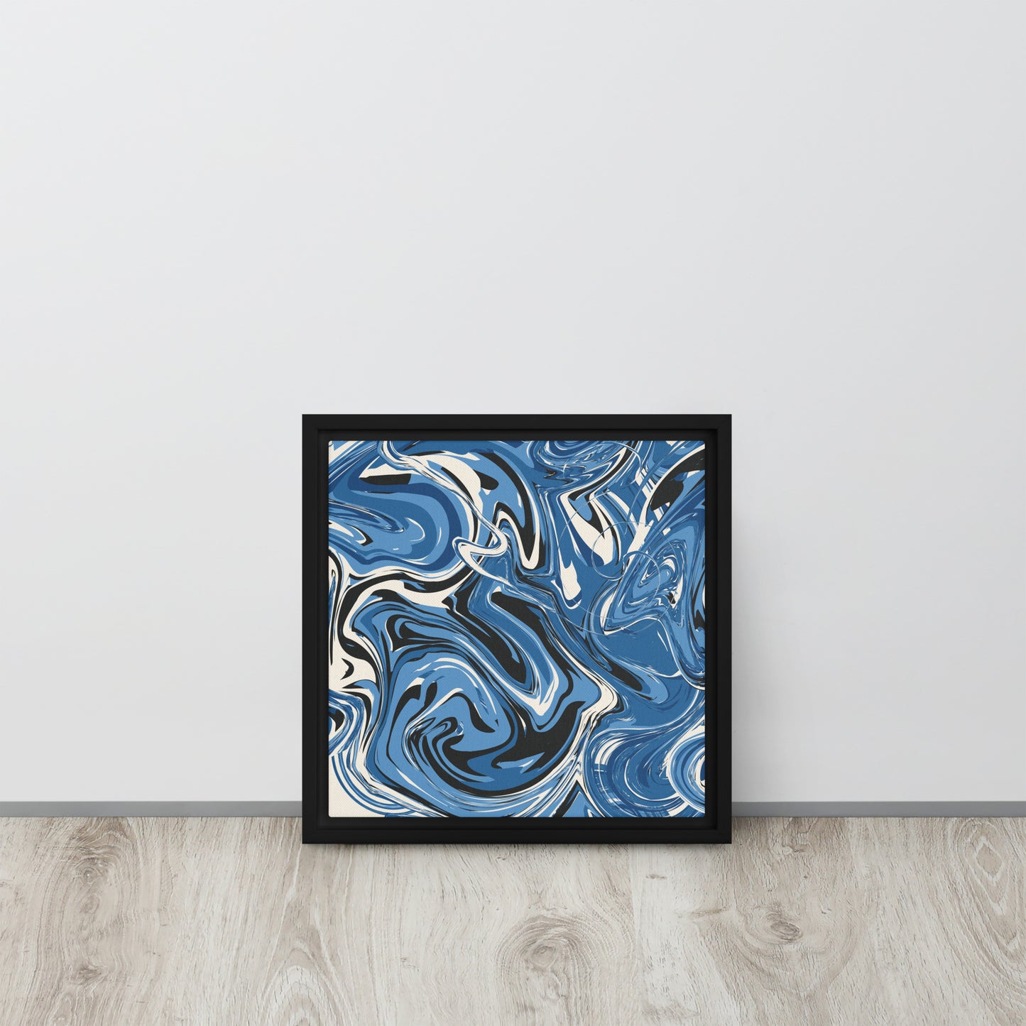 Blue Swirl. Framed canvas