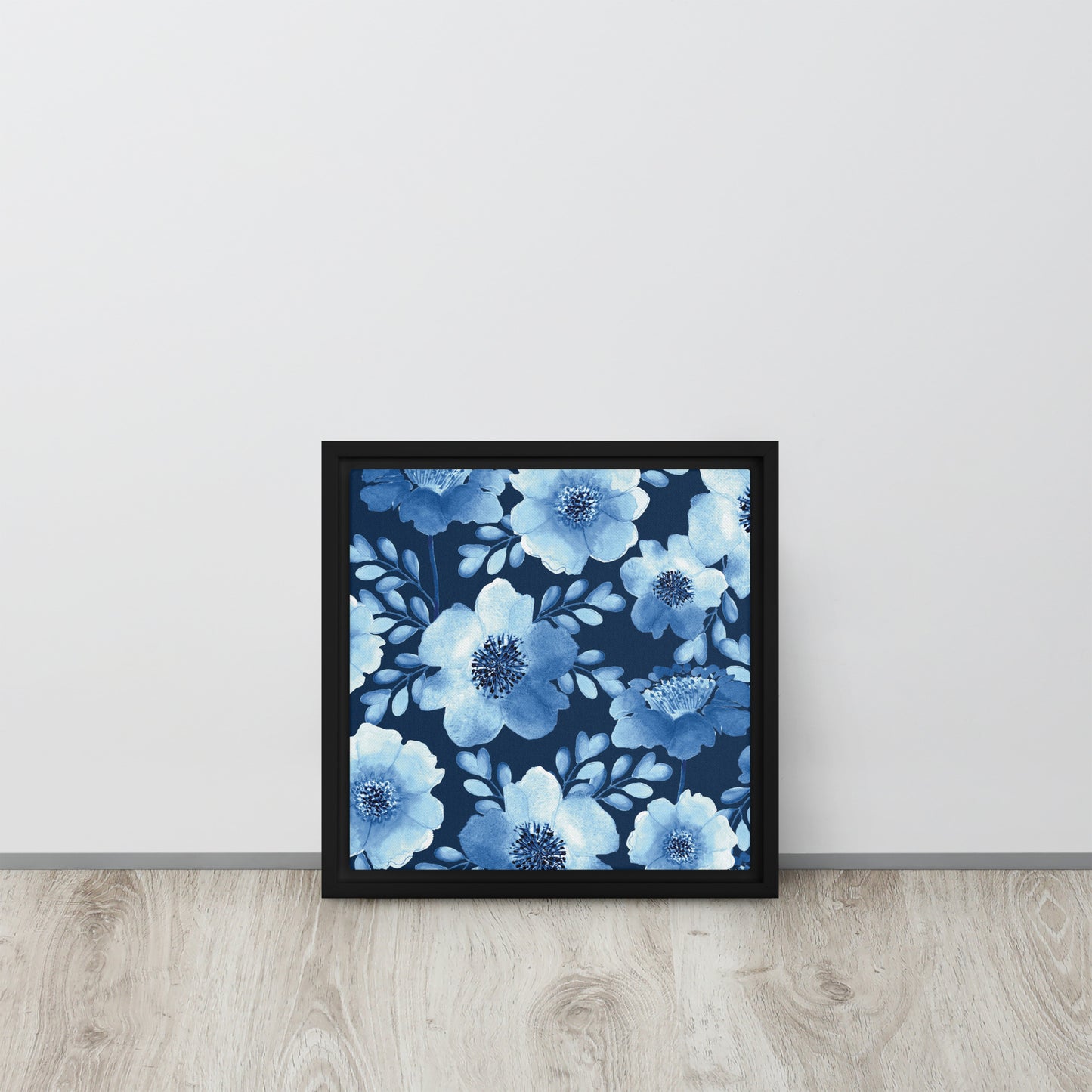 Flowery Blue. Framed canvas