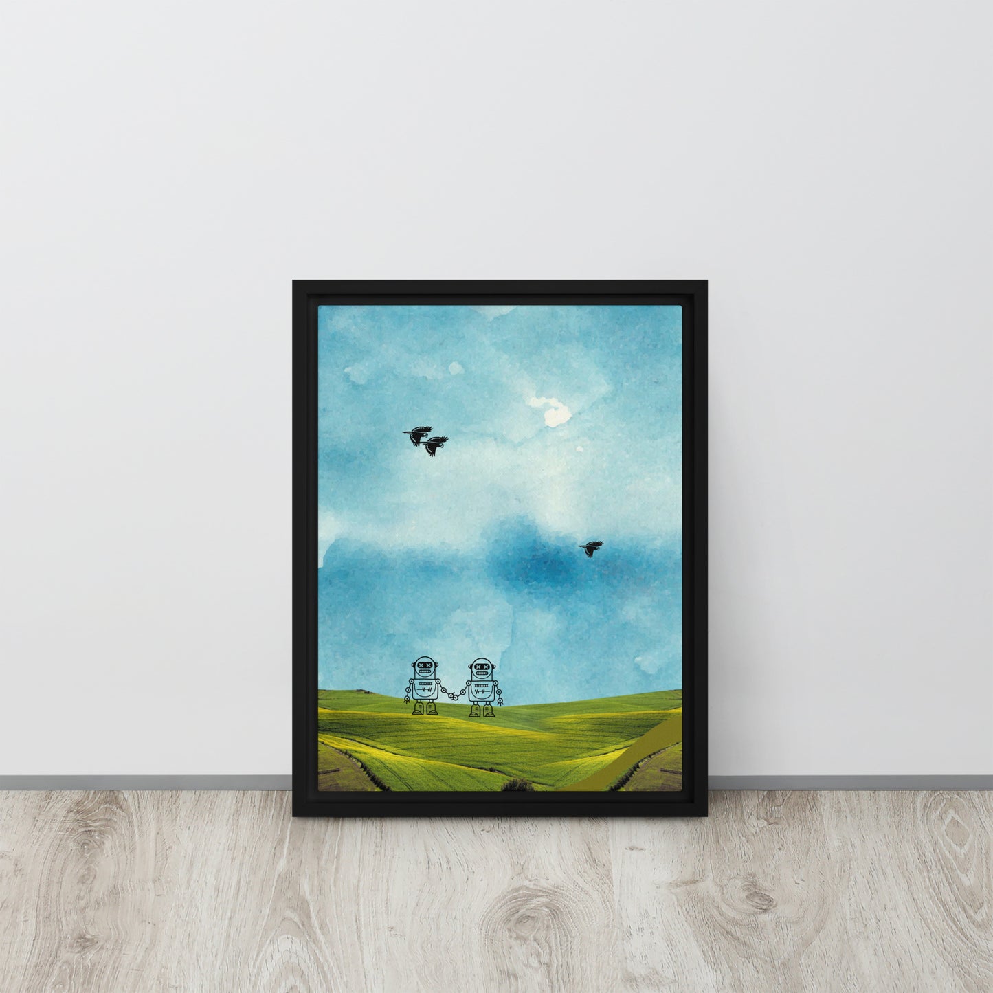 ROBOT LIFE. Framed canvas