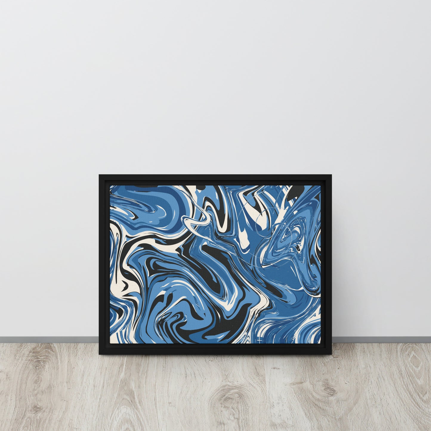 Blue Swirl. Framed canvas