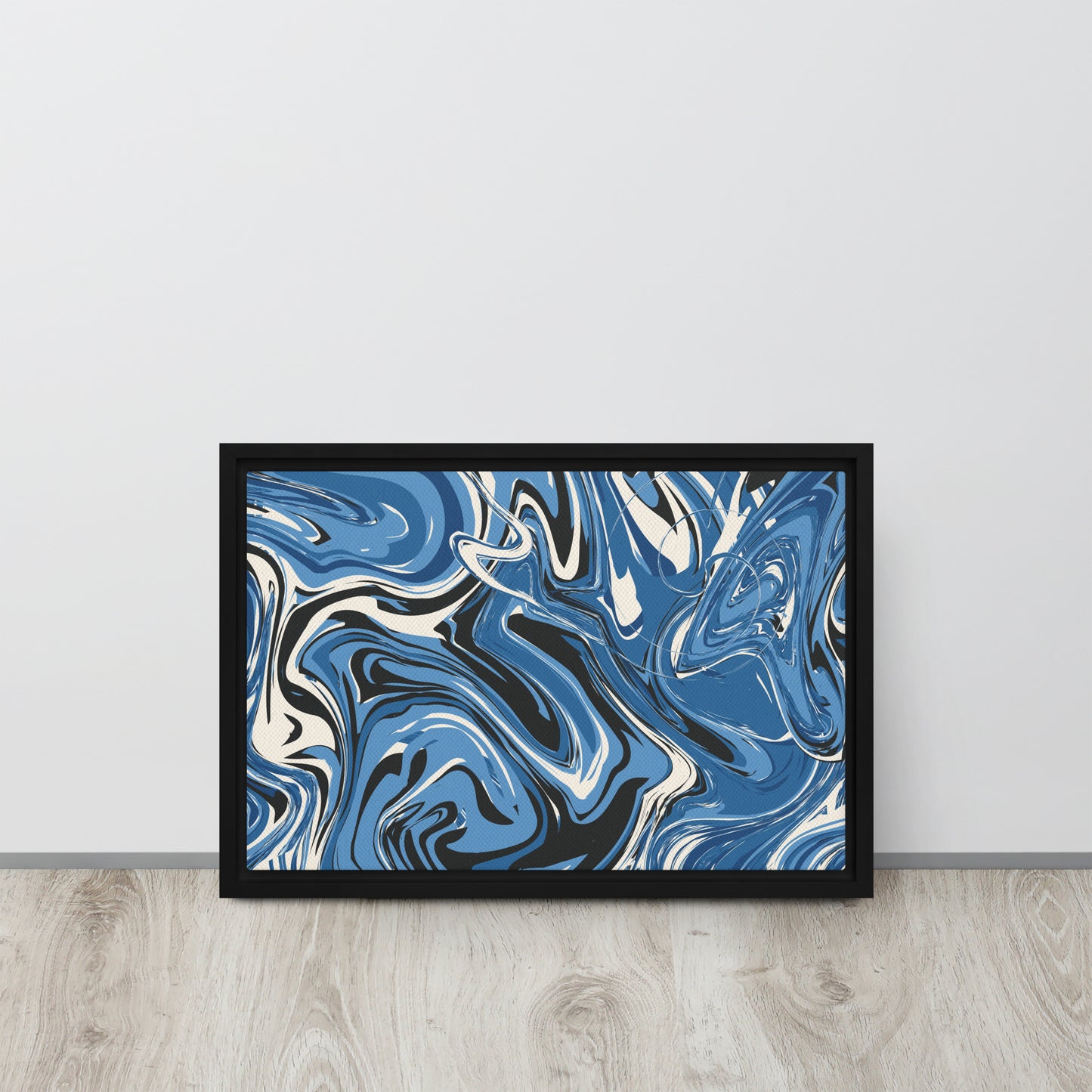 Blue Swirl. Framed canvas