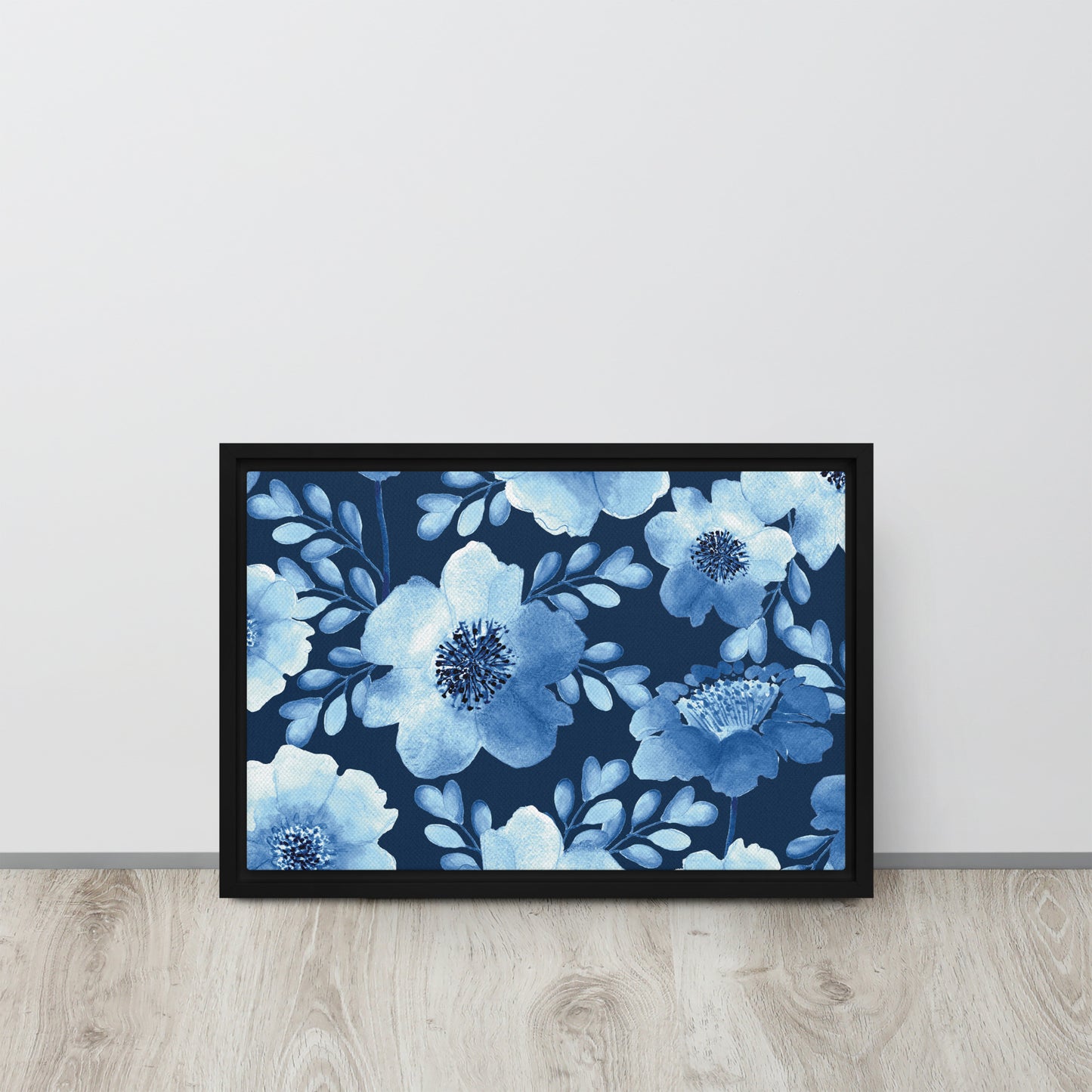 Flowery Blue. Framed canvas