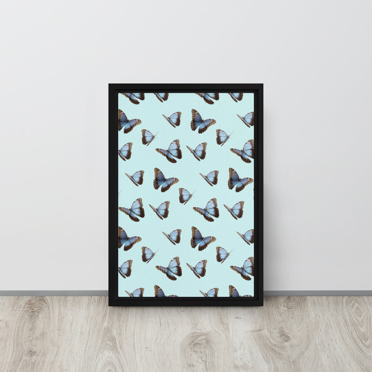 Blue Butterflies. Framed canvas