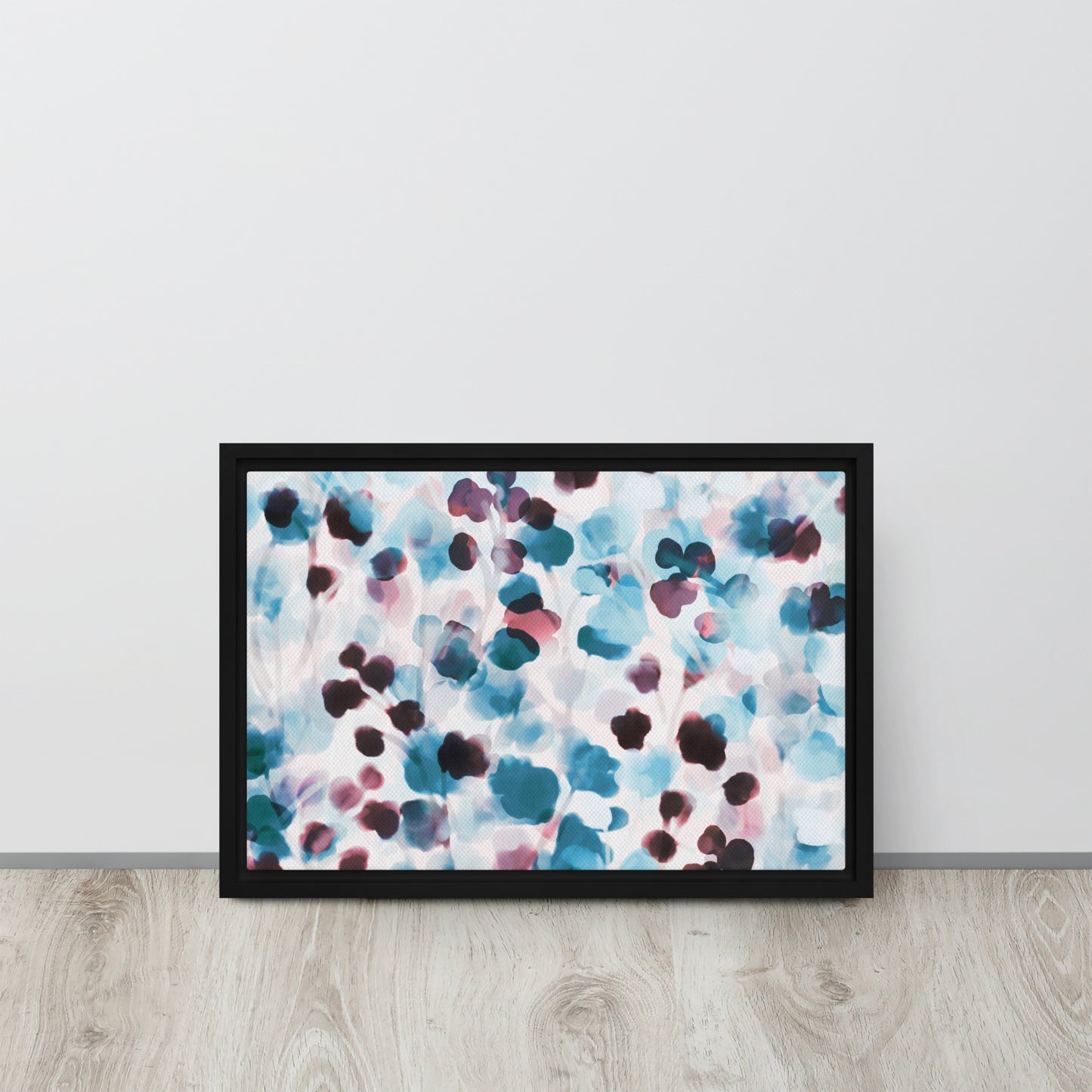 Blushing Blue. Framed canvas