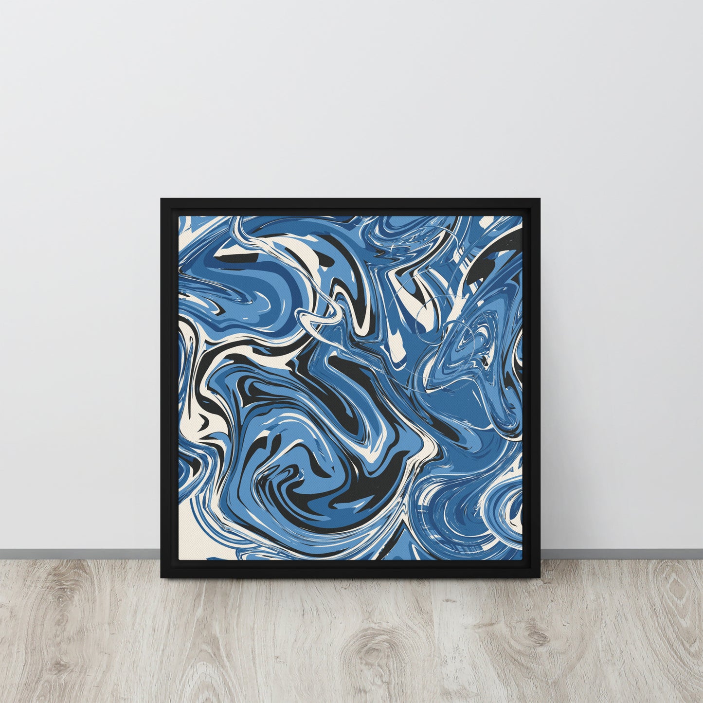 Blue Swirl. Framed canvas