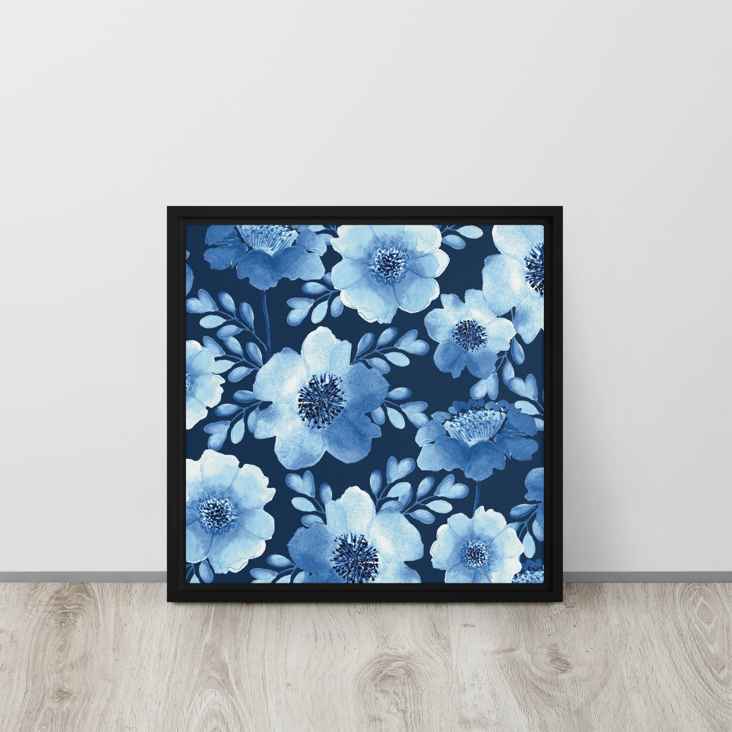 Flowery Blue. Framed canvas