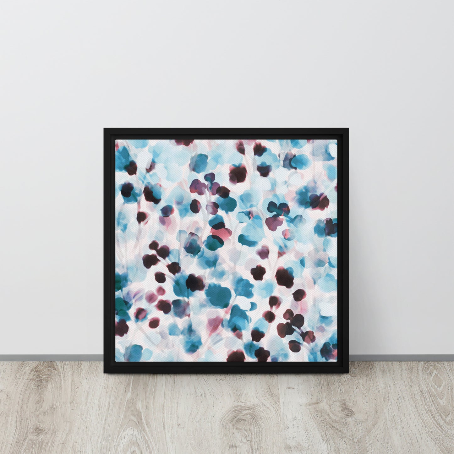 Blushing Blue. Framed canvas