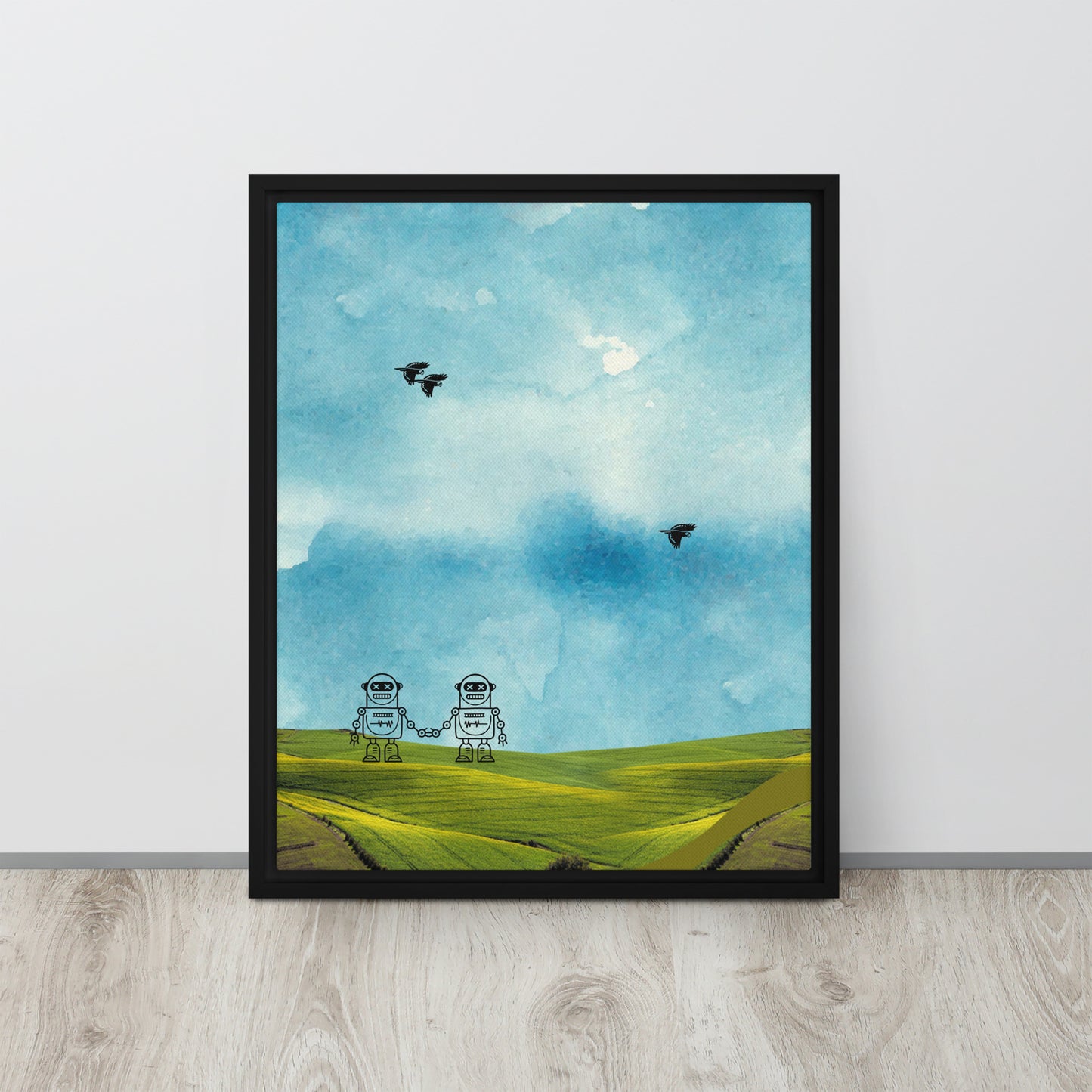 ROBOT LIFE. Framed canvas