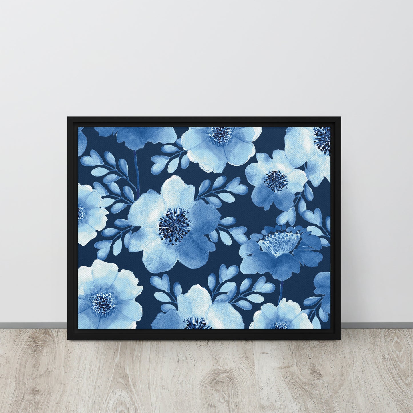 Flowery Blue. Framed canvas