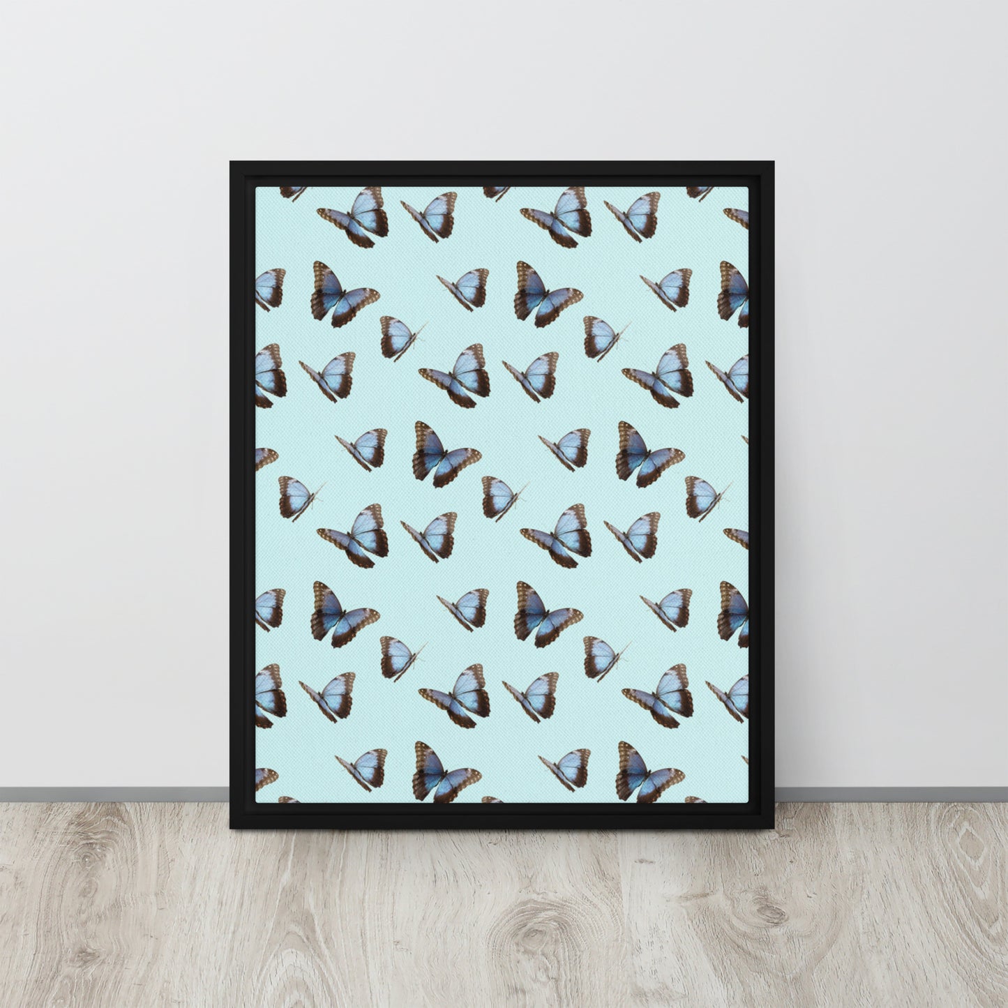 Blue Butterflies. Framed canvas