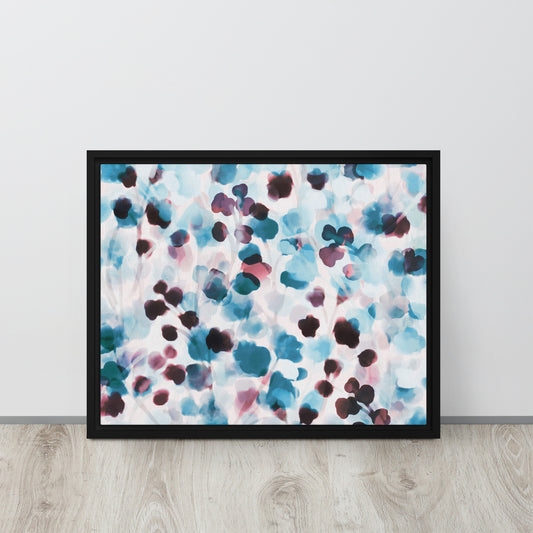 Blushing Blue. Framed canvas