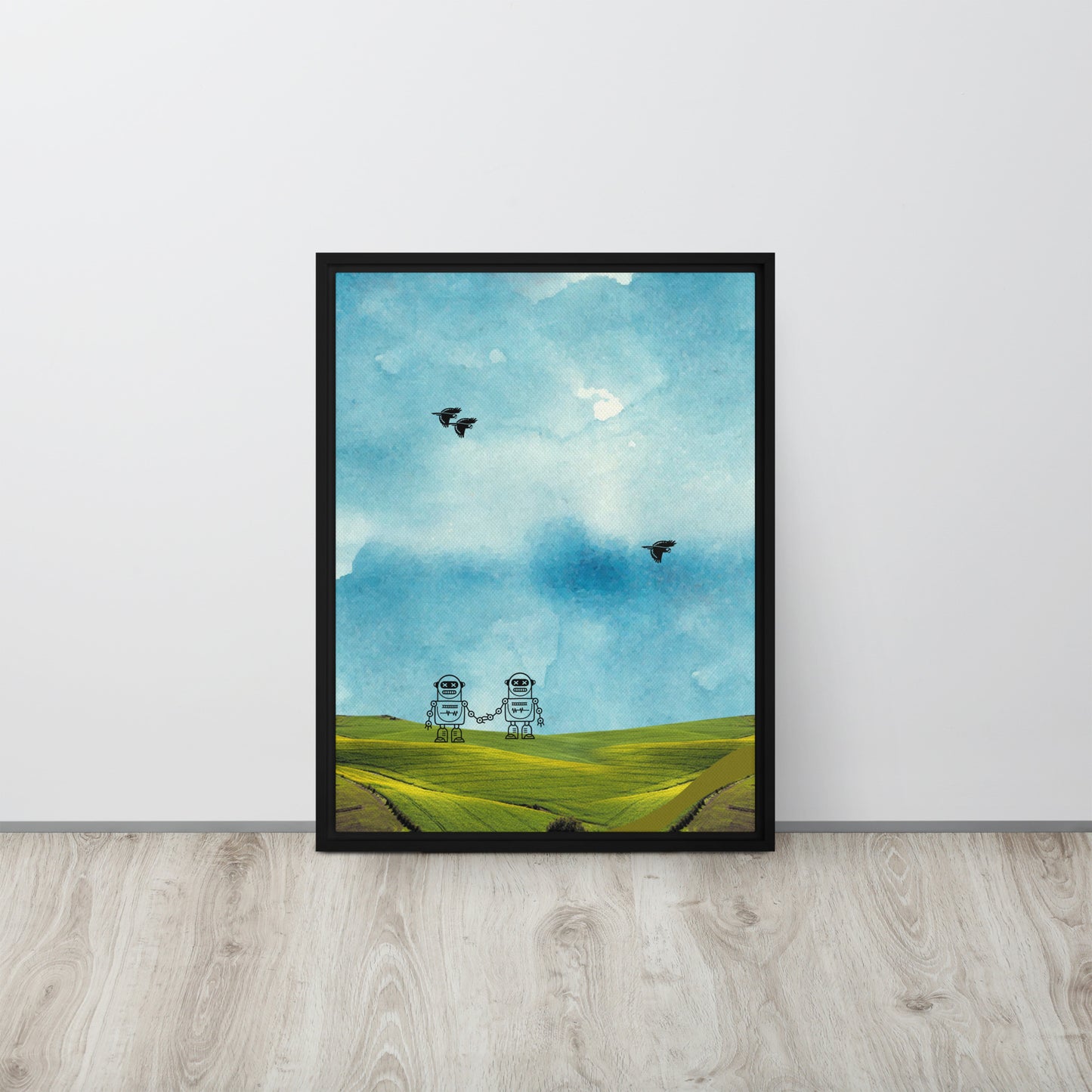 ROBOT LIFE. Framed canvas