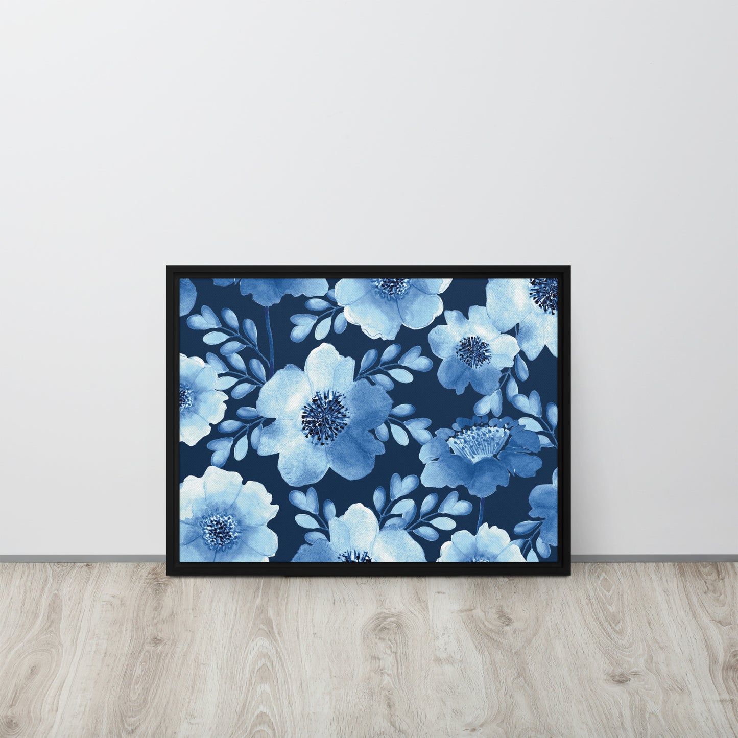 Flowery Blue. Framed canvas