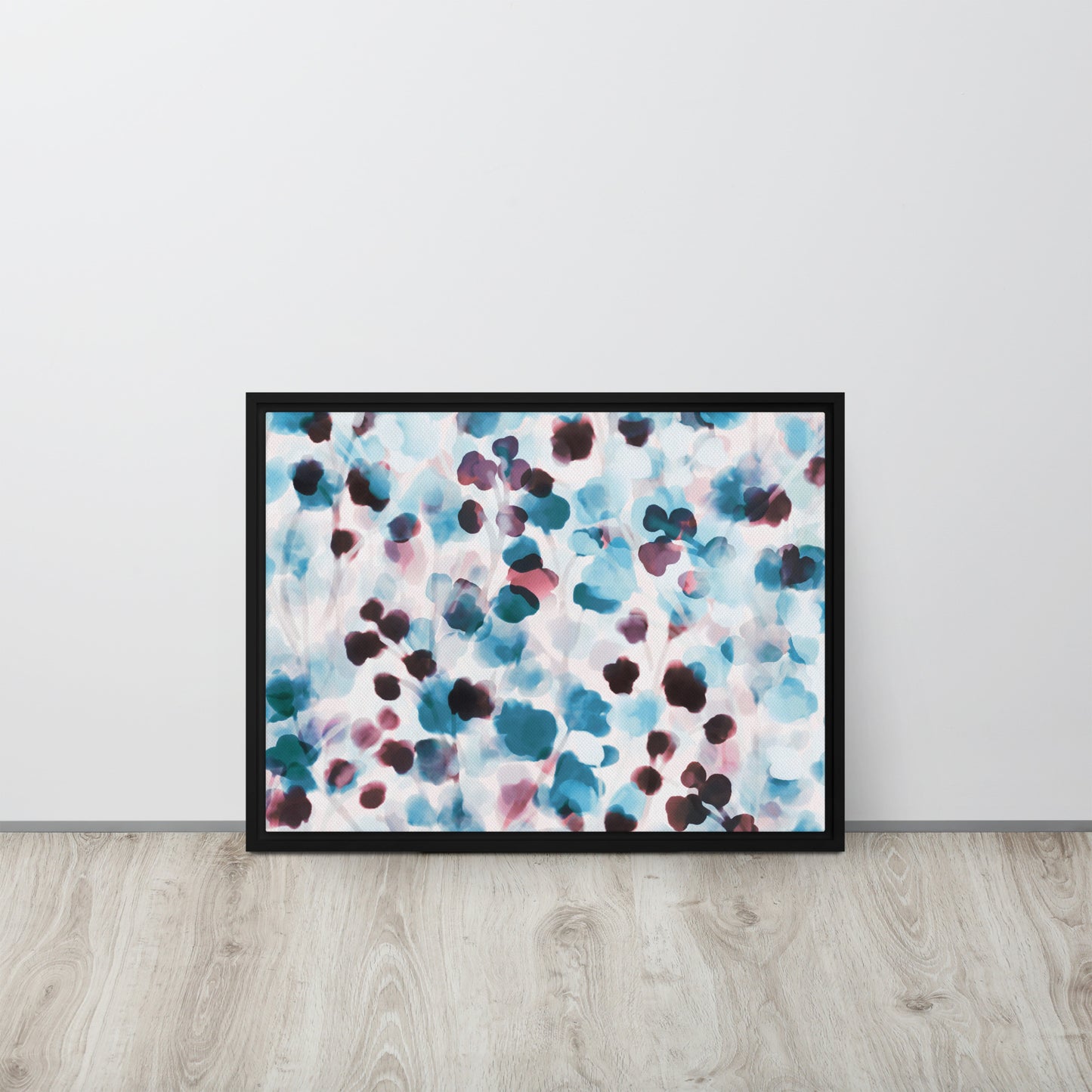 Blushing Blue. Framed canvas