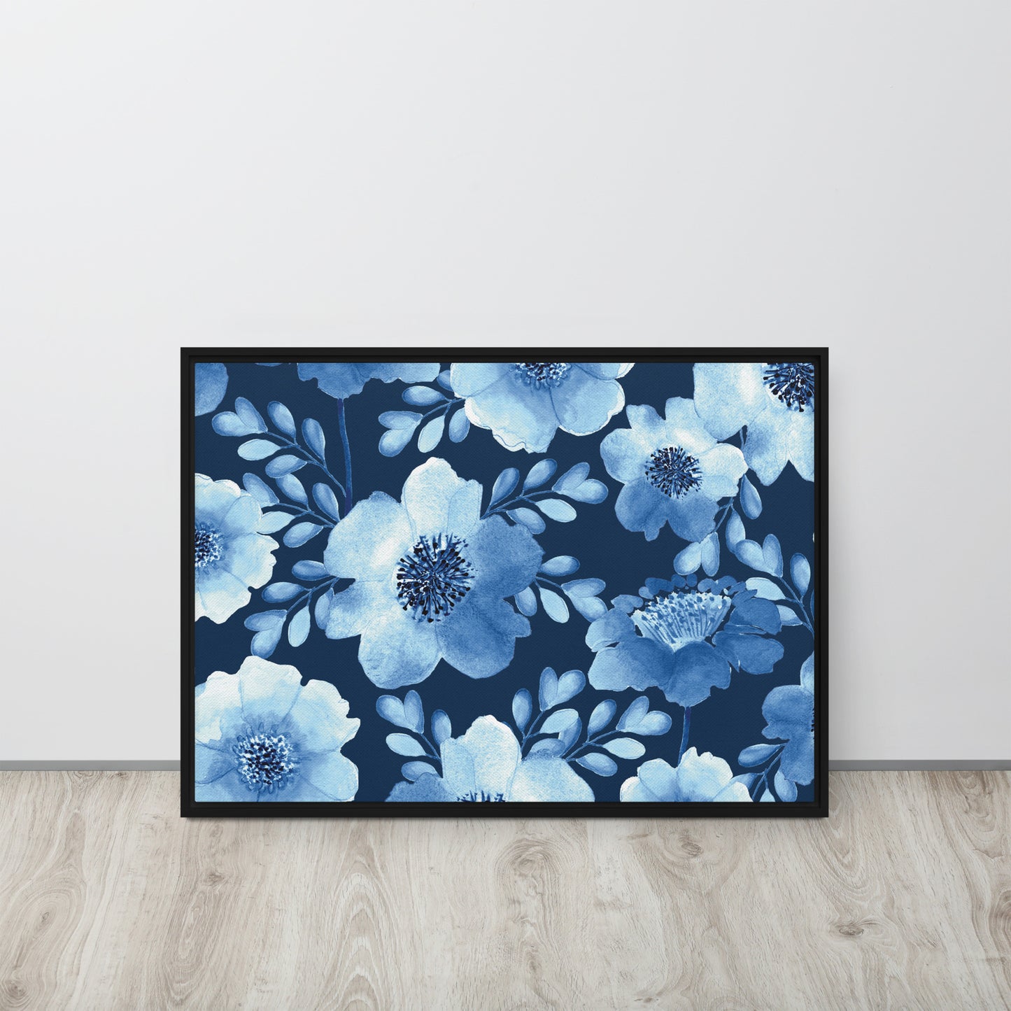 Flowery Blue. Framed canvas