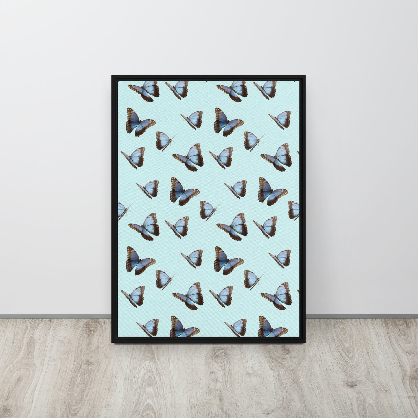 Blue Butterflies. Framed canvas