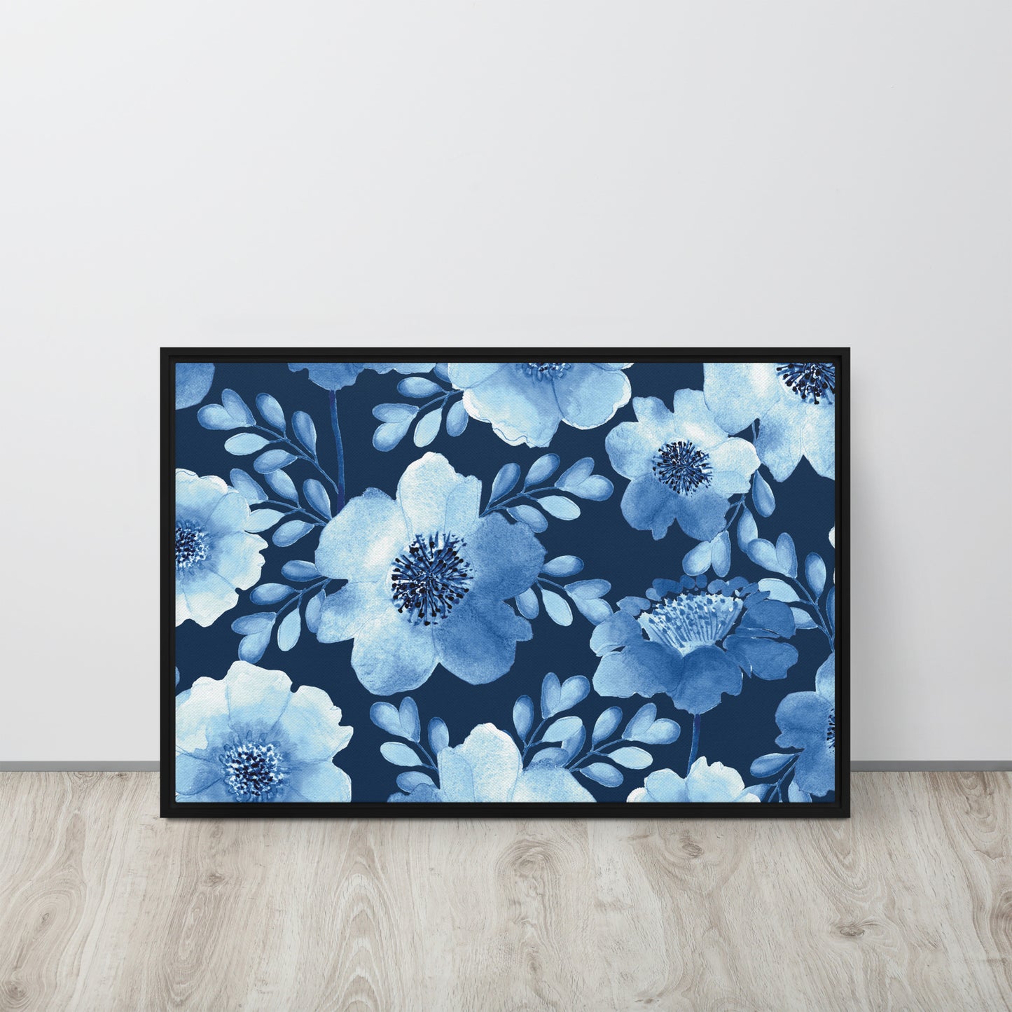 Flowery Blue. Framed canvas