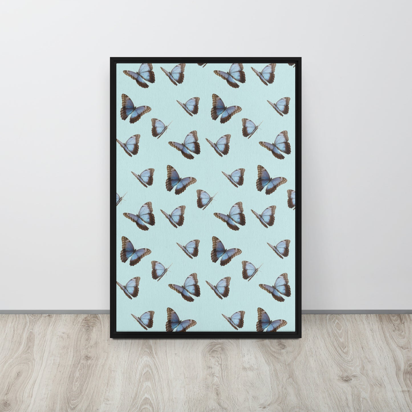 Blue Butterflies. Framed canvas