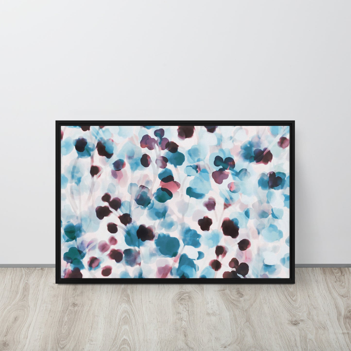 Blushing Blue. Framed canvas