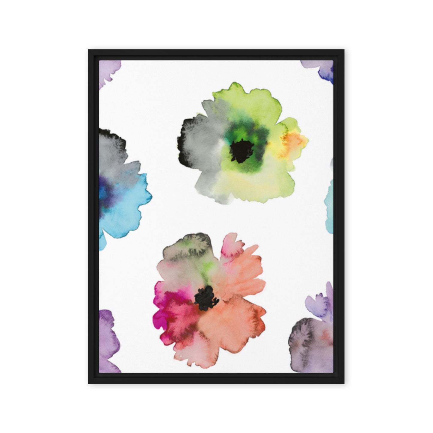 FLOWERS. Framed canvas