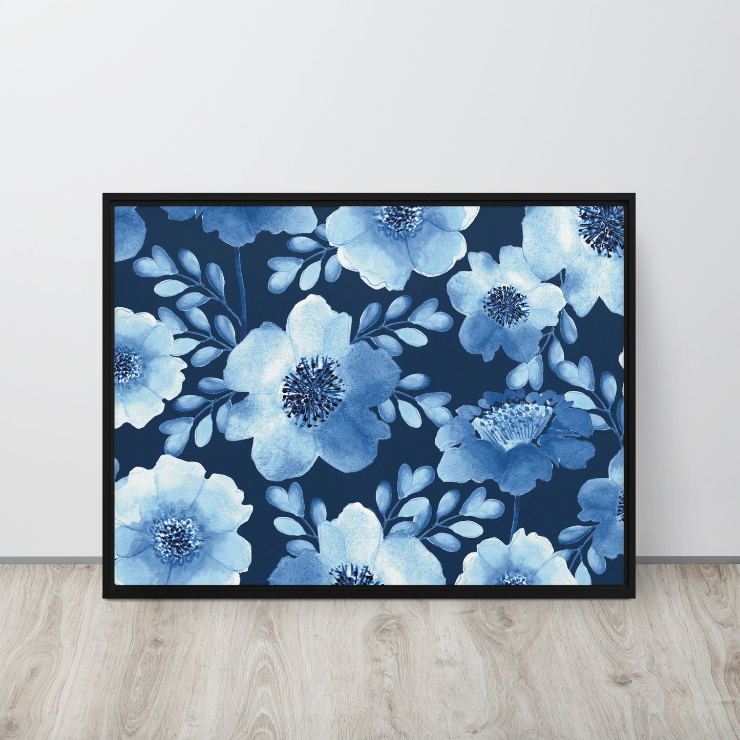 Flowery Blue. Framed canvas