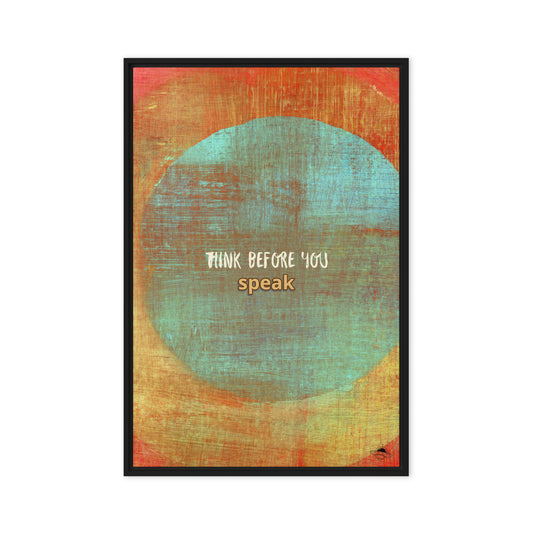Think before you speak (spaceship icon) Framed canvas