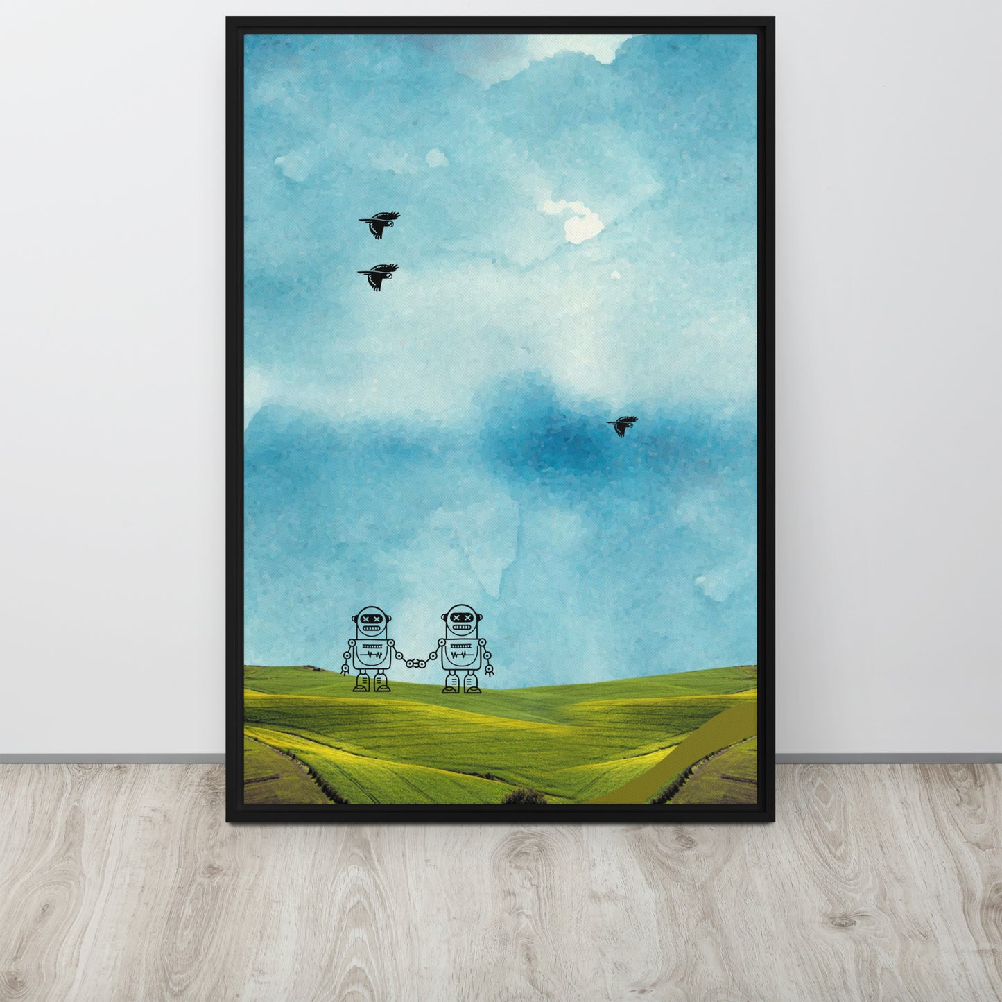 ROBOT LIFE. Framed canvas