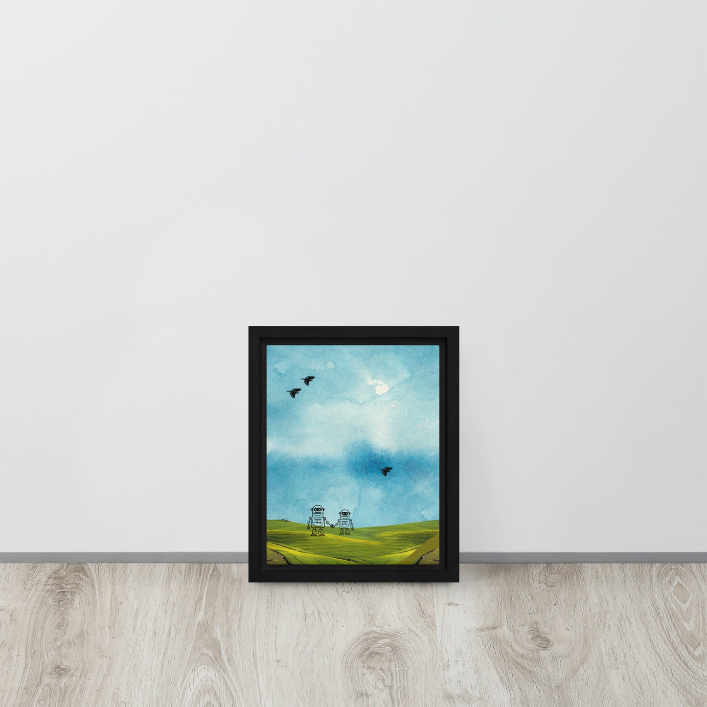 ROBOT LIFE. Framed canvas