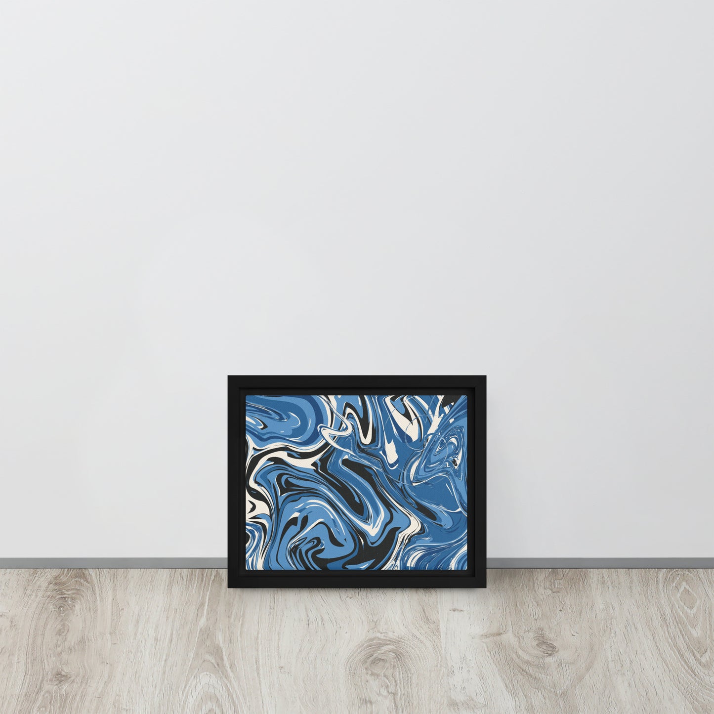 Blue Swirl. Framed canvas