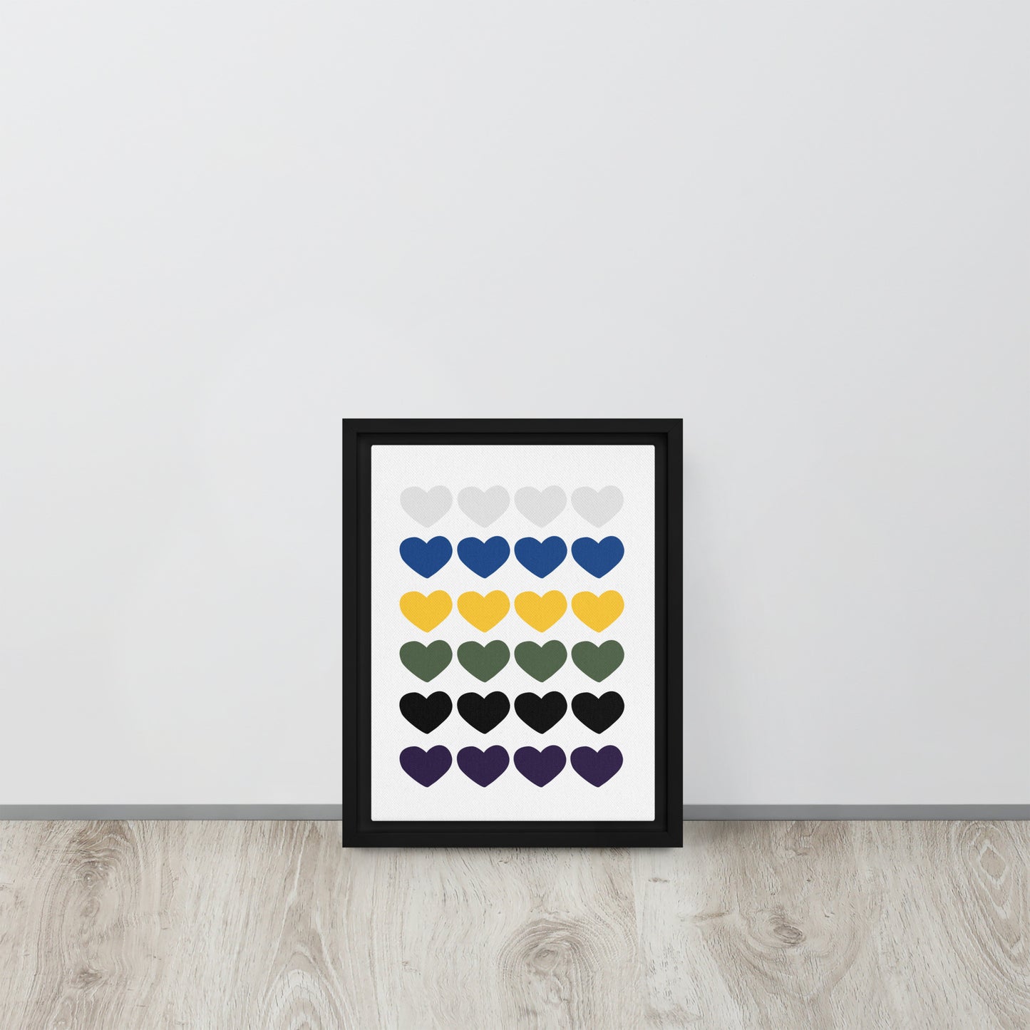 FOUR HEARTS. Framed canvas