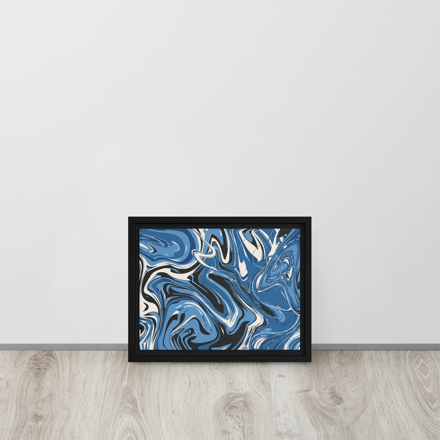 Blue Swirl. Framed canvas