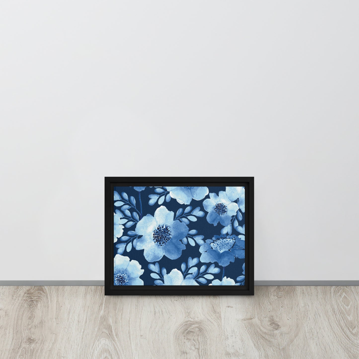 Flowery Blue. Framed canvas