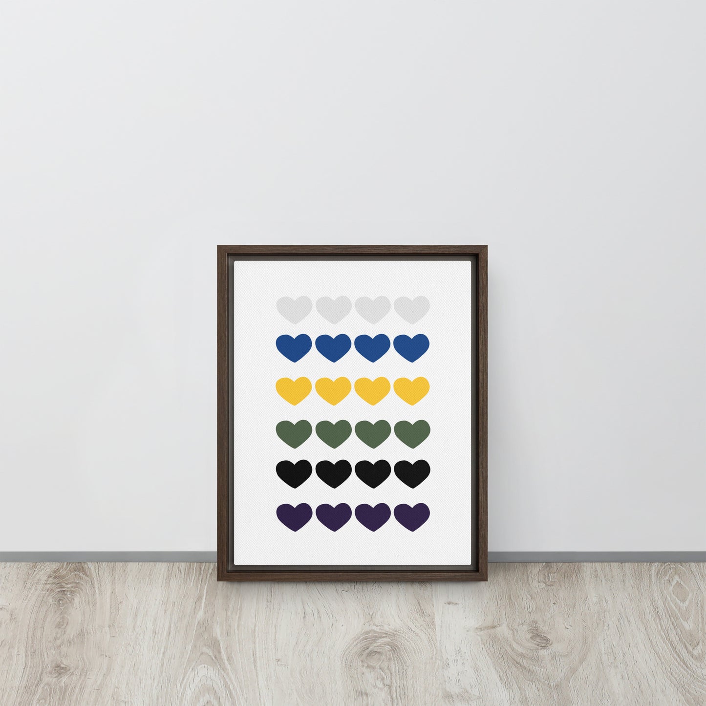 FOUR HEARTS. Framed canvas