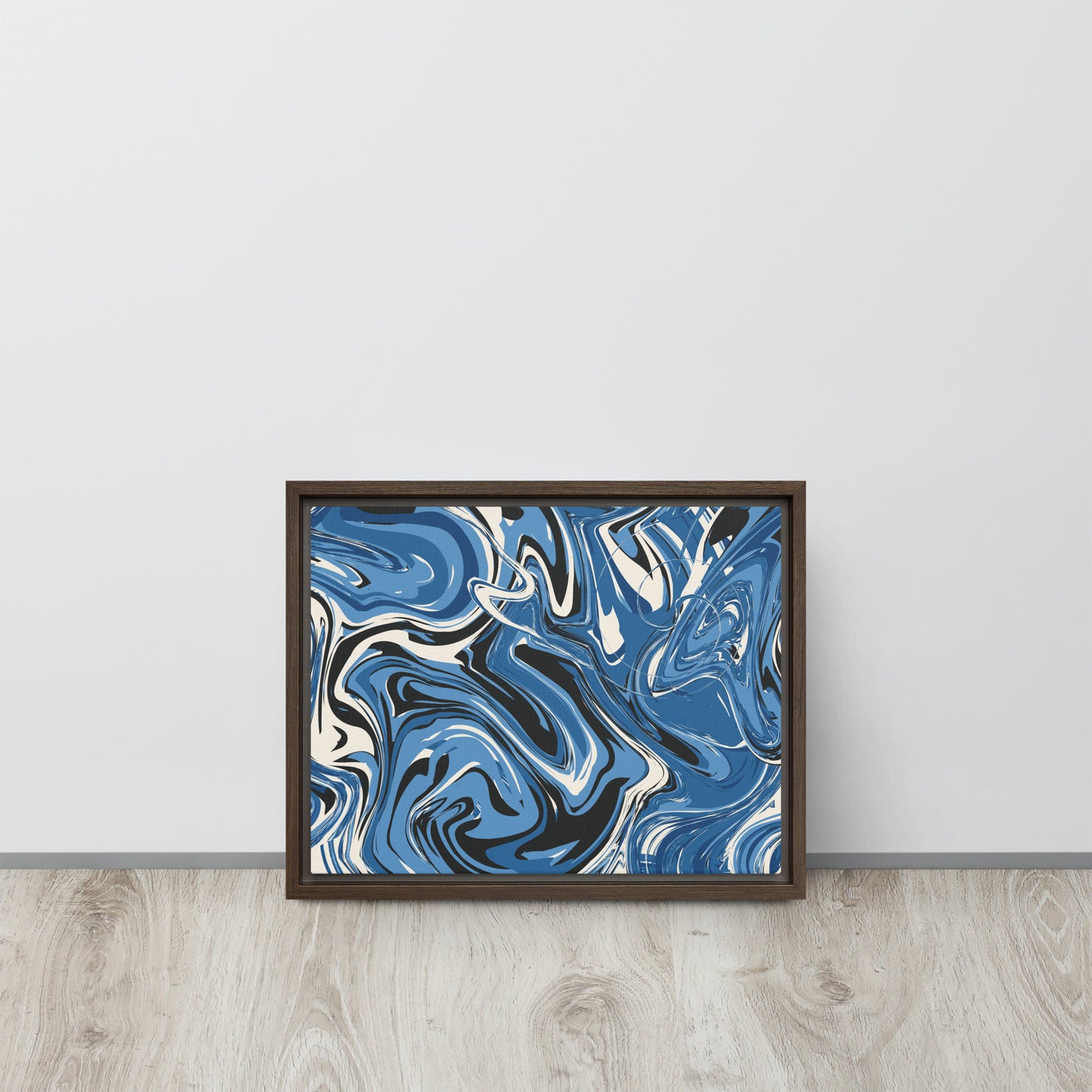 Blue Swirl. Framed canvas