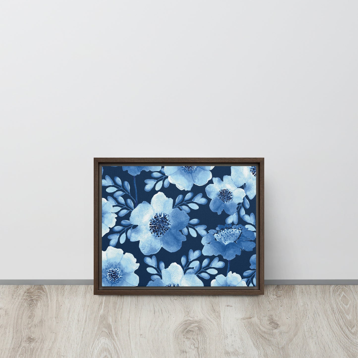 Flowery Blue. Framed canvas