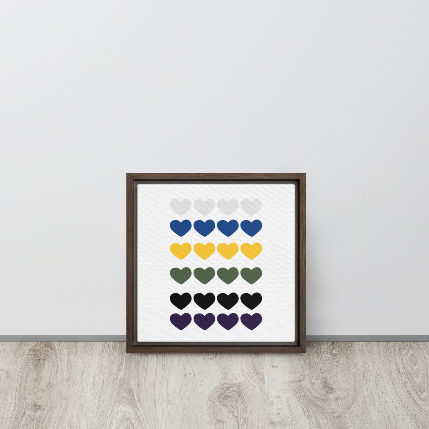 FOUR HEARTS. Framed canvas