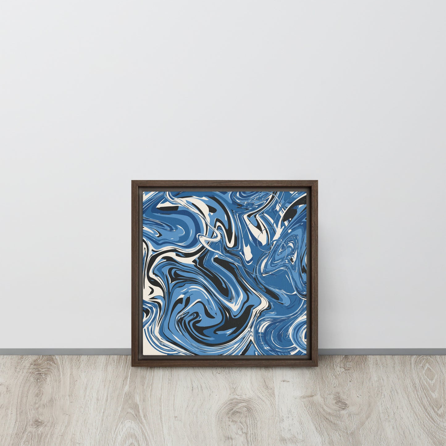 Blue Swirl. Framed canvas