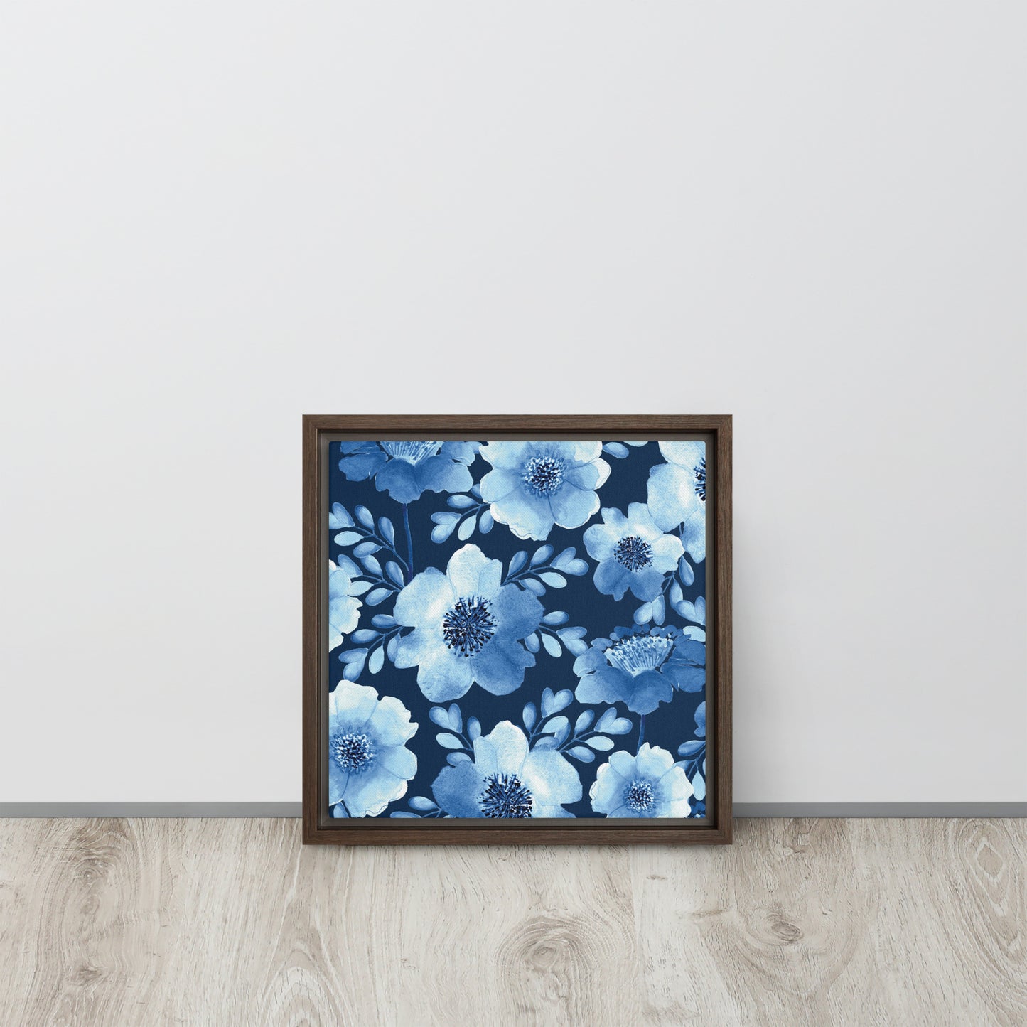 Flowery Blue. Framed canvas