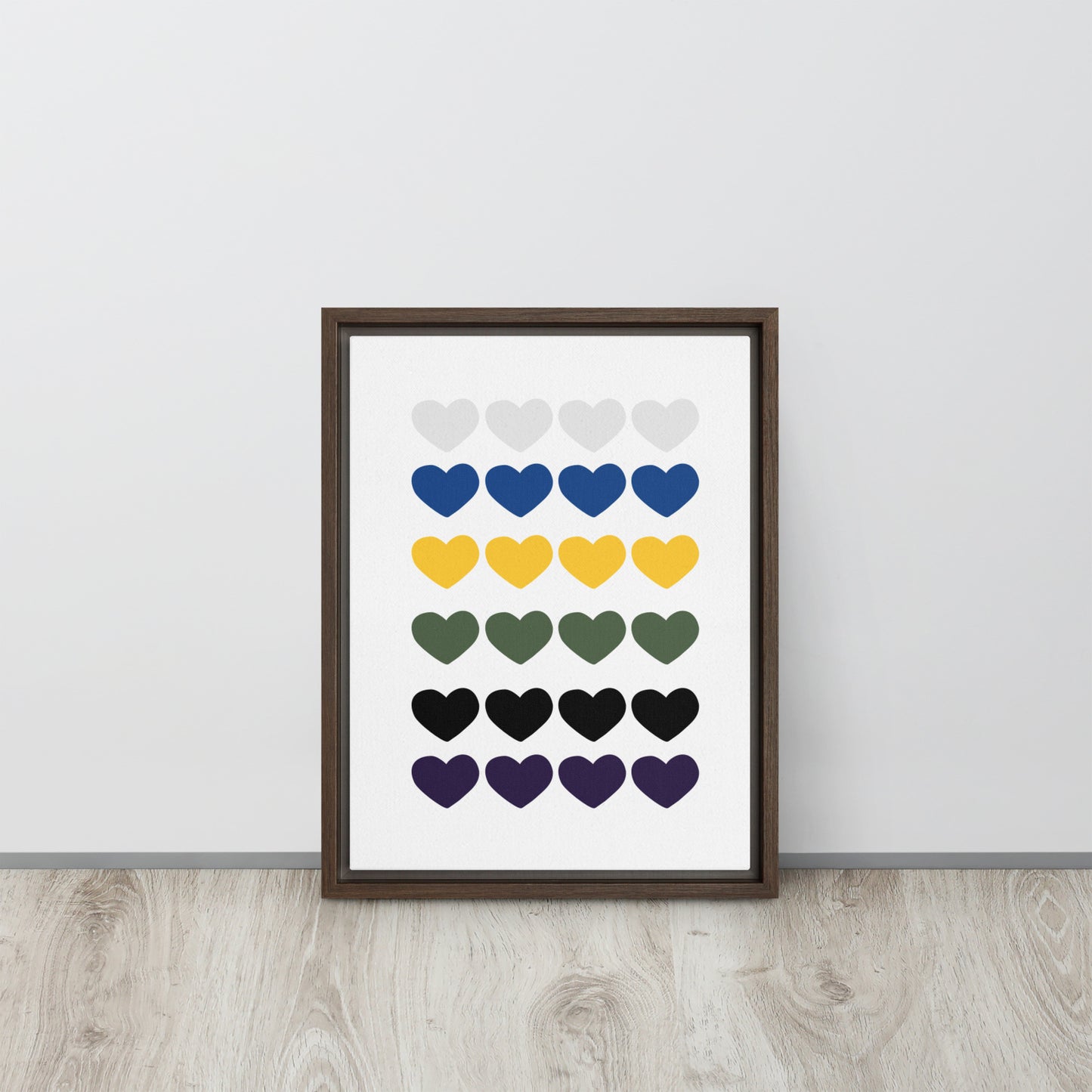 FOUR HEARTS. Framed canvas