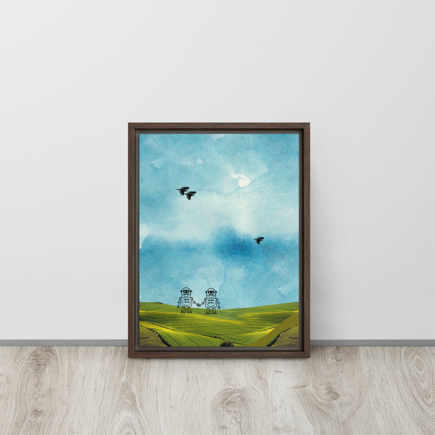 ROBOT LIFE. Framed canvas