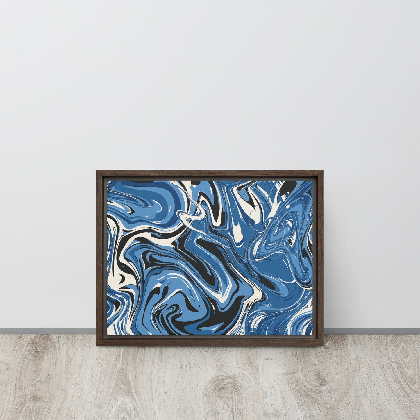 Blue Swirl. Framed canvas