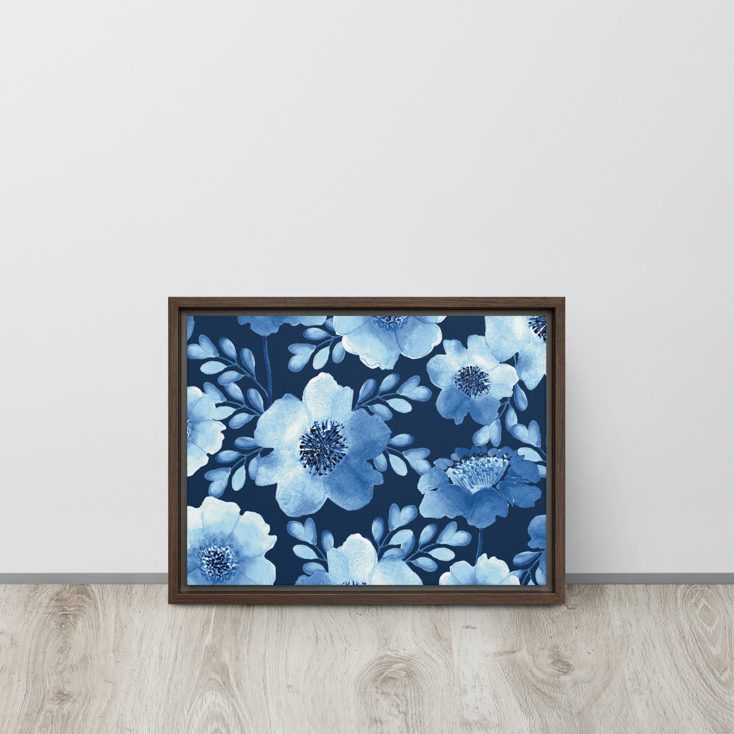 Flowery Blue. Framed canvas