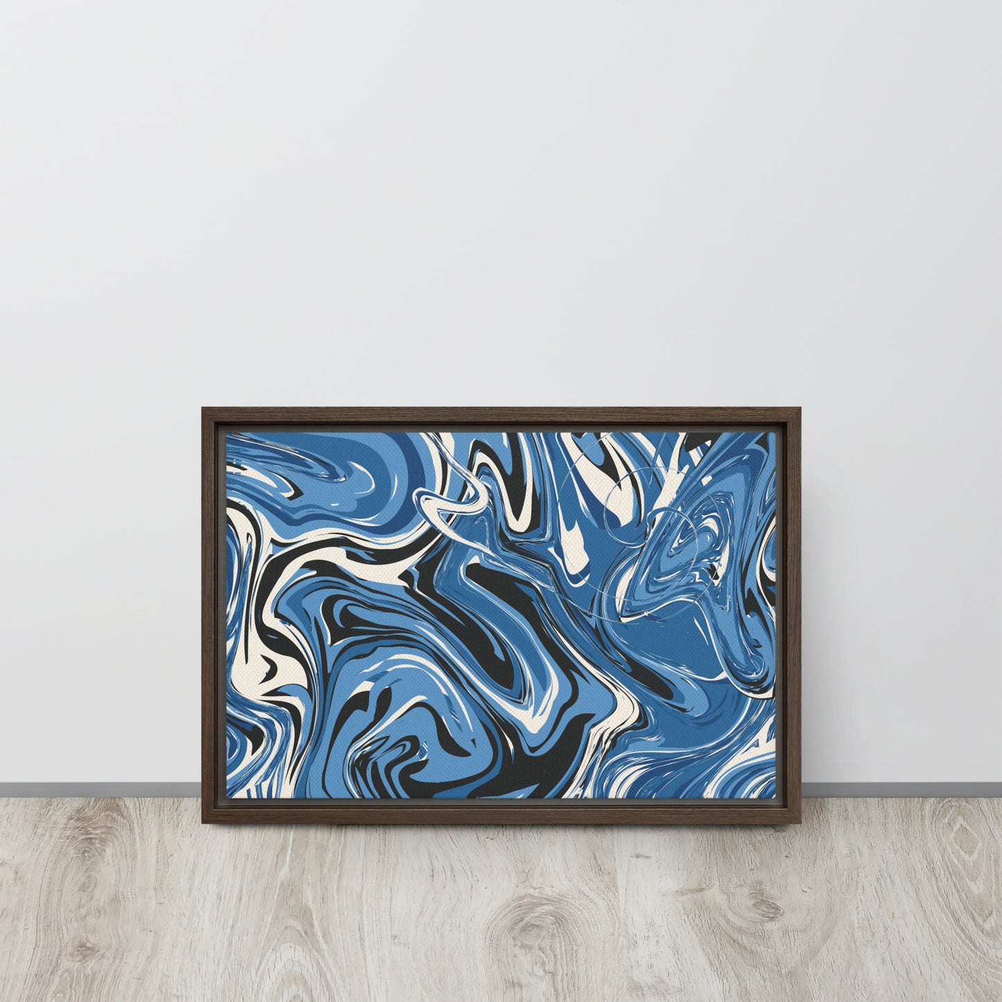 Blue Swirl. Framed canvas