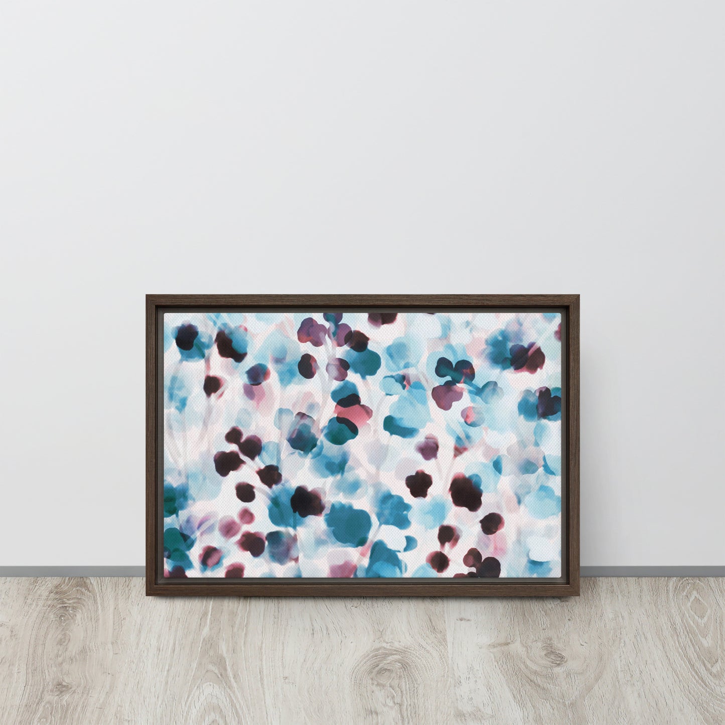 Blushing Blue. Framed canvas