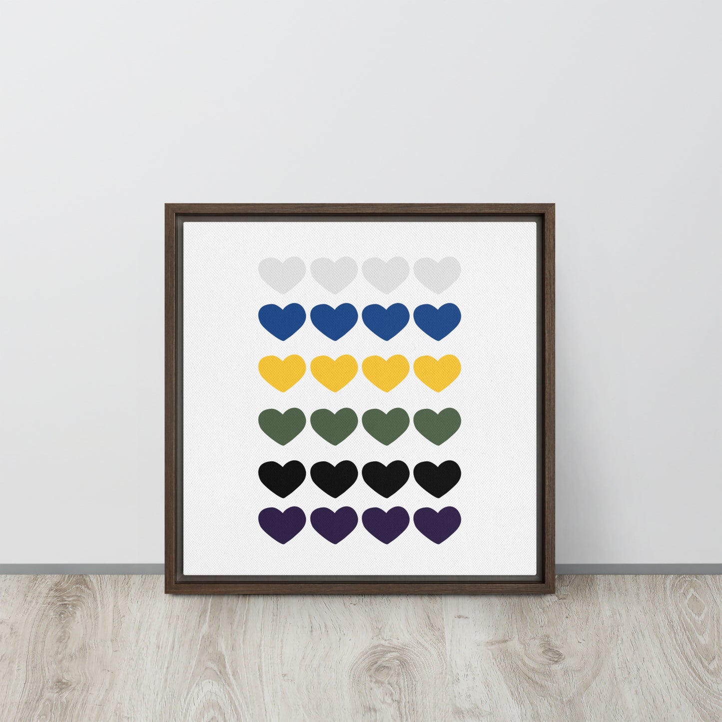 FOUR HEARTS. Framed canvas