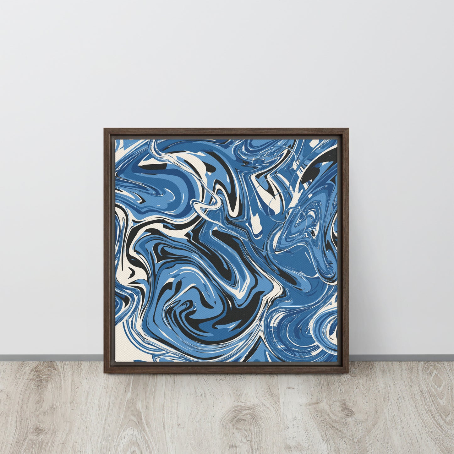 Blue Swirl. Framed canvas